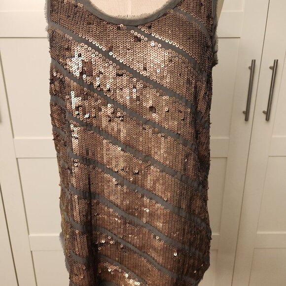 Loft Size Medium Copper Sequin sleeveless shirt  EUC - Picture 4 of 9